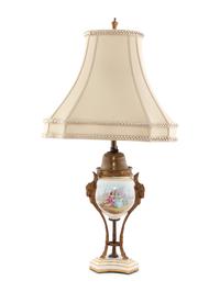 A Sevres Style Porcelain and Gilt Bronze Urn Lamp