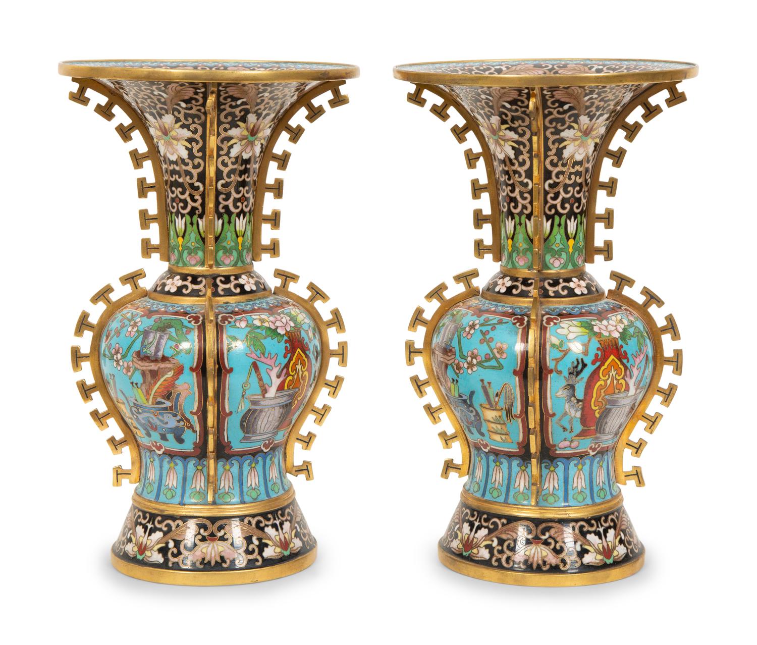 A Pair of Chinese Cloisonné Vases