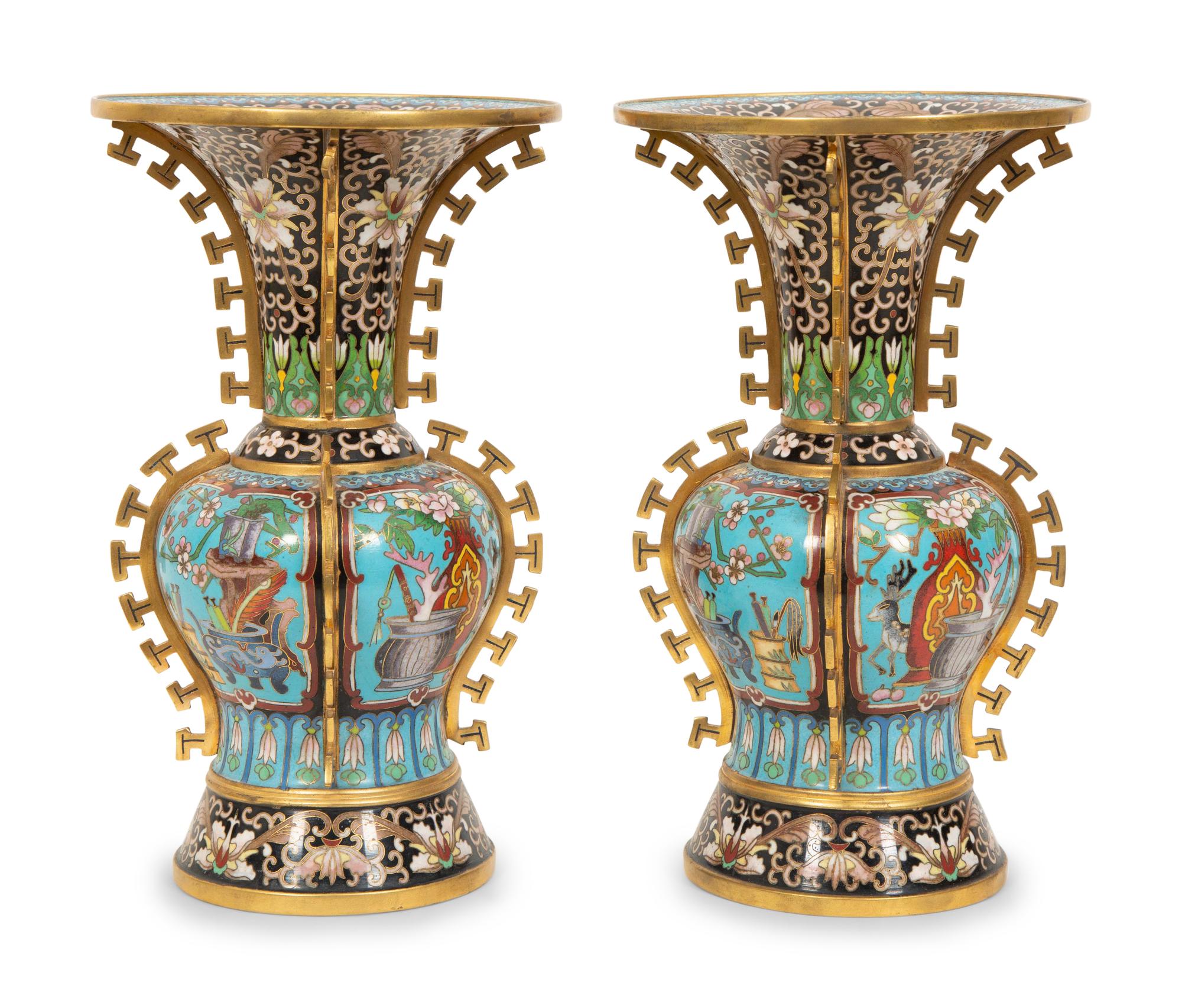 A Pair of Chinese Cloisonné Vases