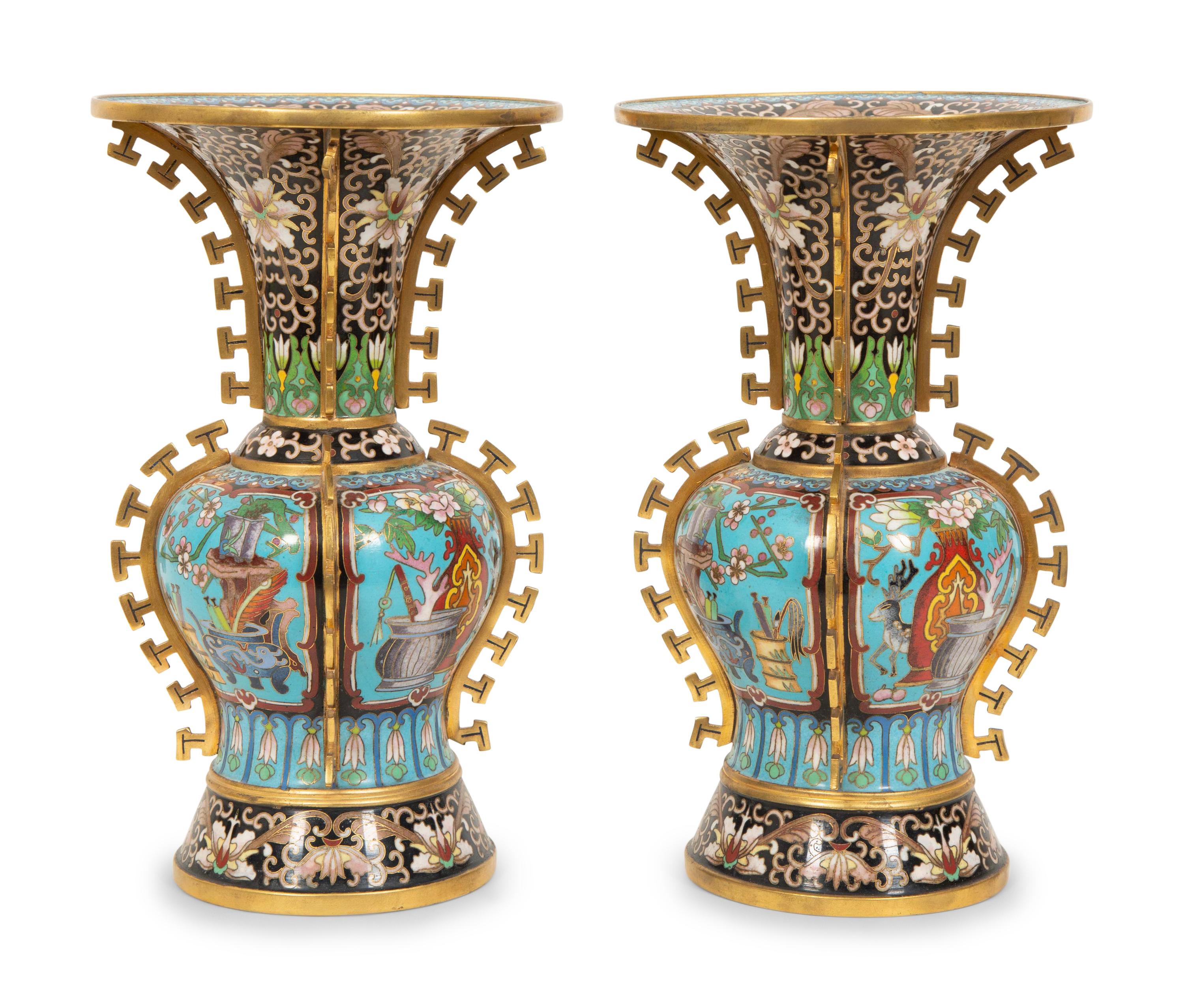 A Pair of Chinese Cloisonné Vases