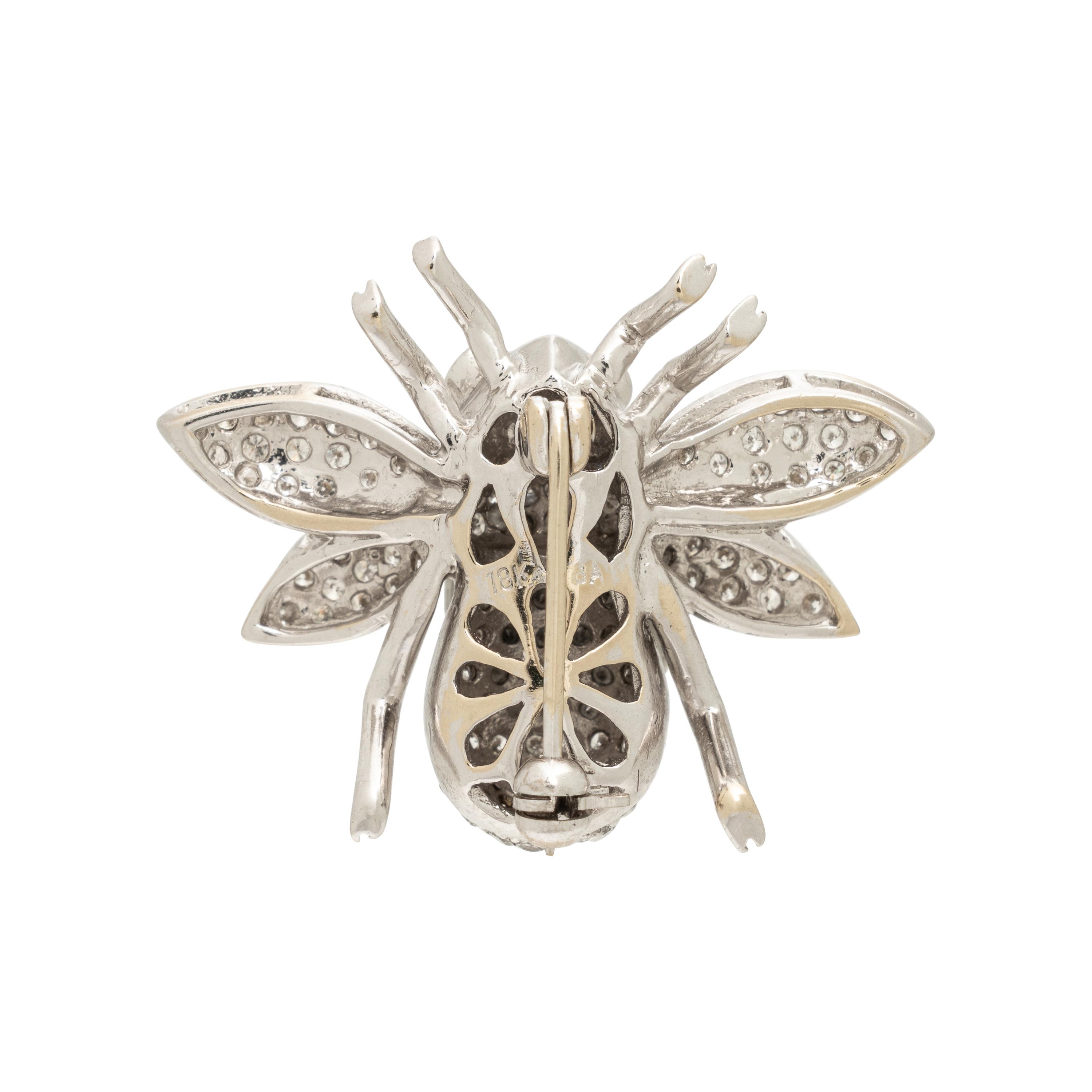 White Gold and Diamond Bee Pin