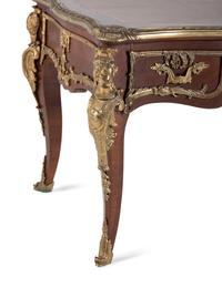 A Louis XV Style Gilt Bronze Mounted Mahogany Bureau Plat