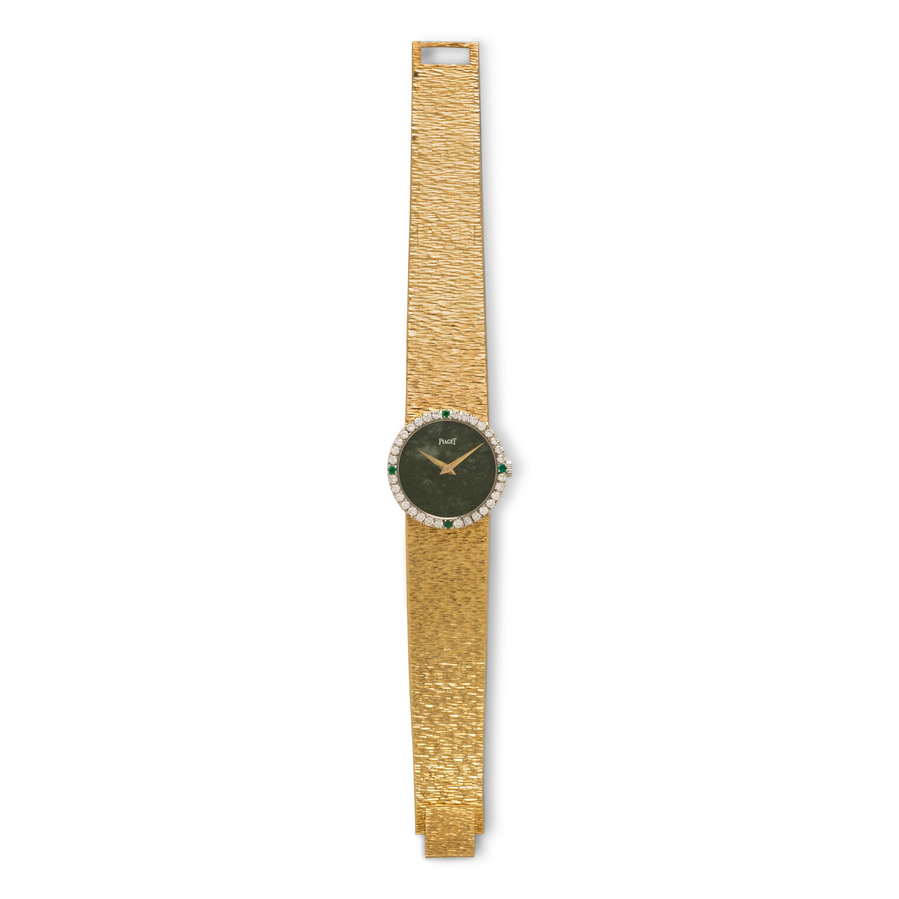 Piaget, Ref. 9706 A6, 18K Yellow Gold and Diamond Watch with Jade Dial
