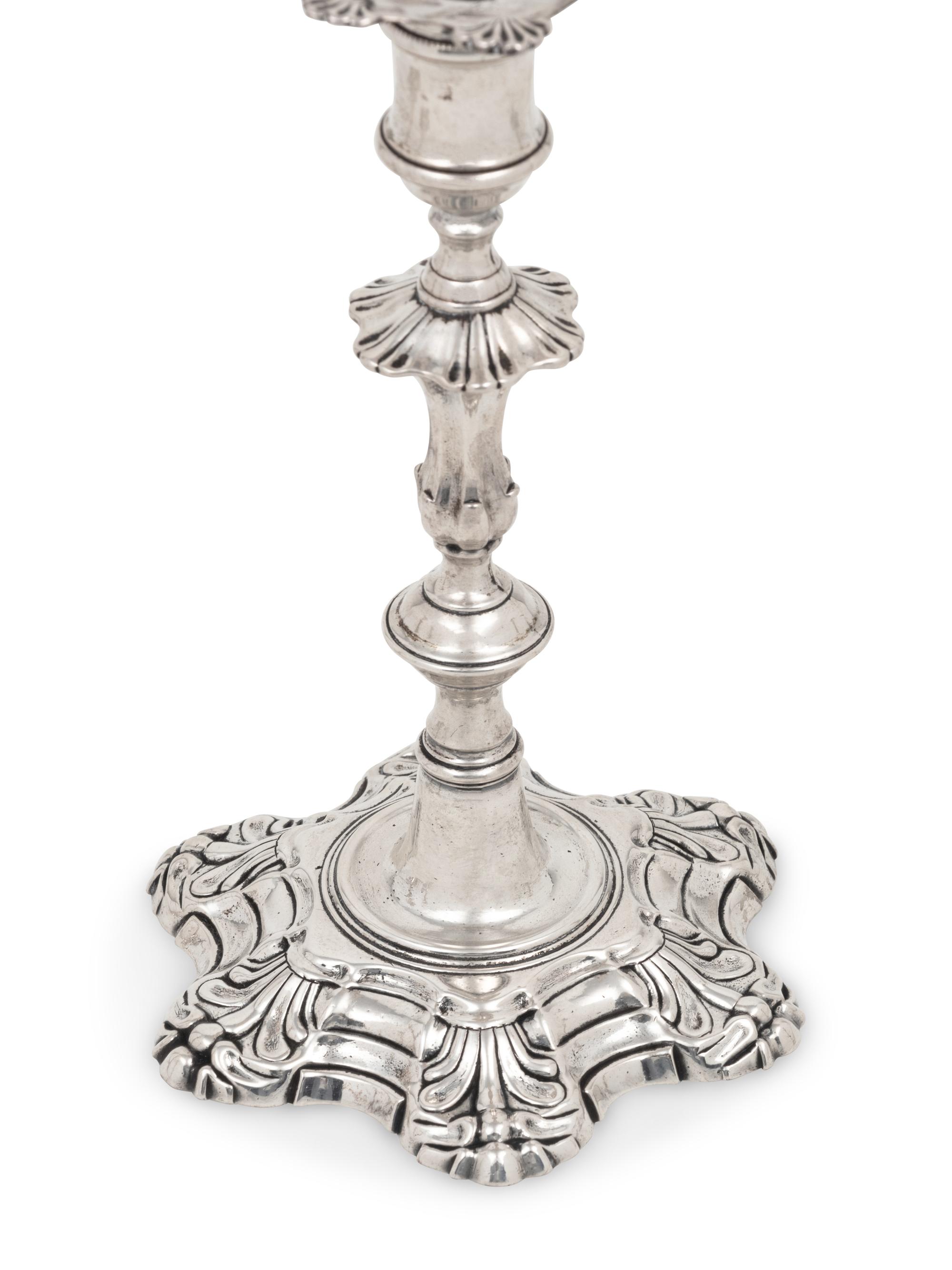 A Set of Four George II Silver Candlesticks