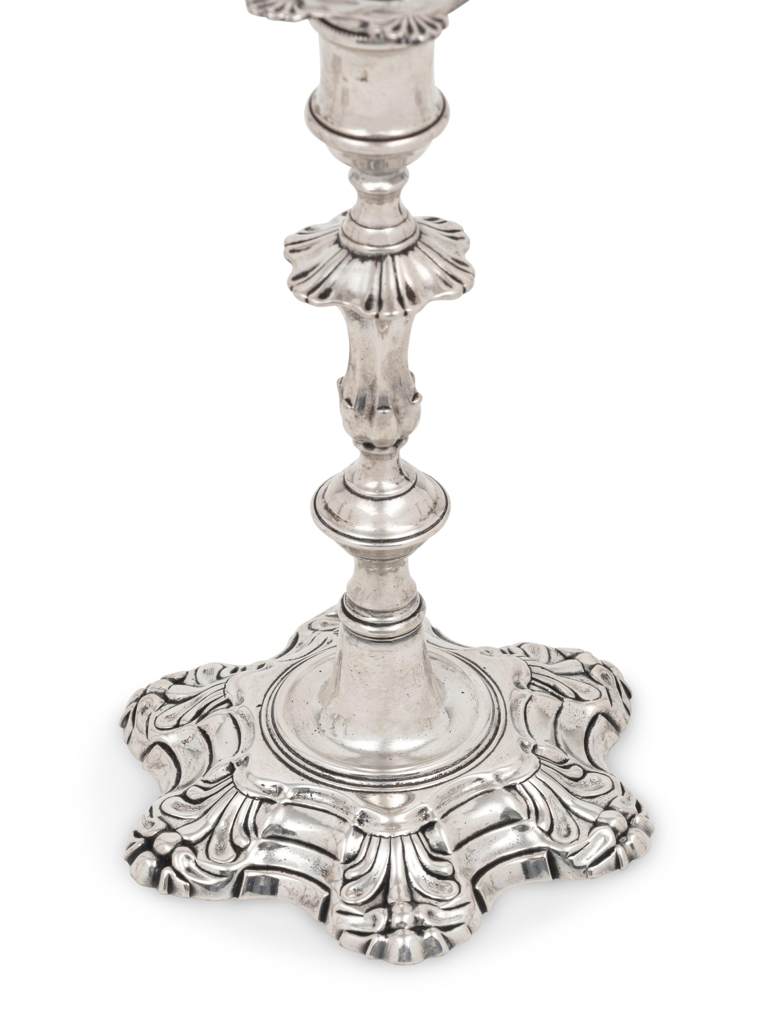 A Set of Four George II Silver Candlesticks