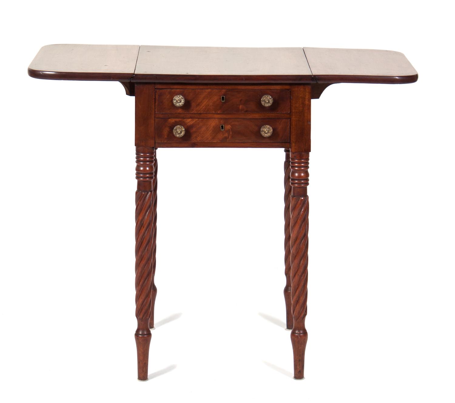 An American Mahogany Work Table Height 29 x width 17 x depth 17 inches. — MID 19TH CENTURY