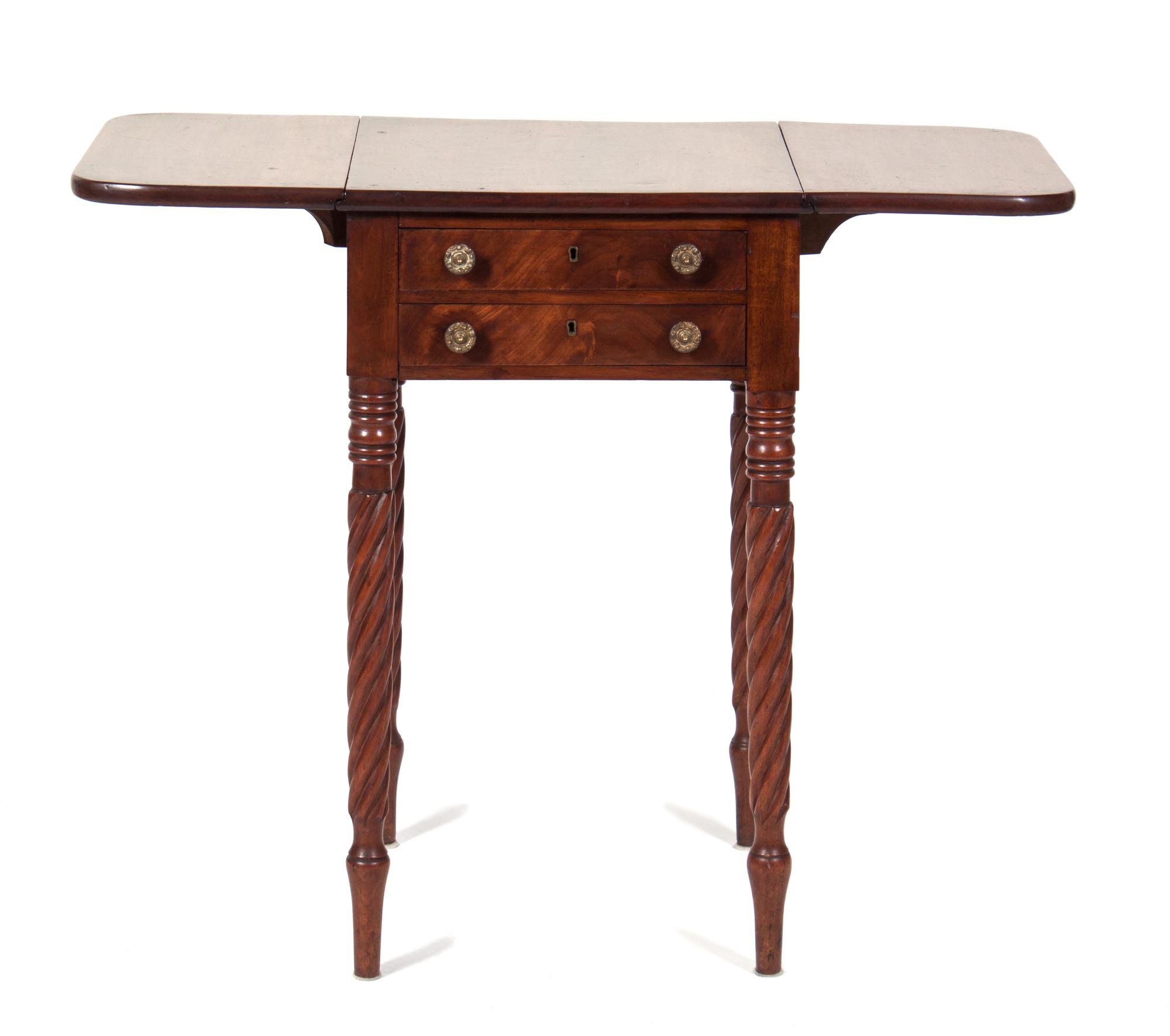 An American Mahogany Work Table Height 29 x width 17 x depth 17 inches. — MID 19TH CENTURY