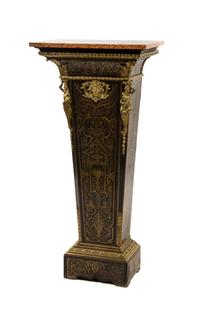 A Napoleon III Gilt Metal Mounted Boulle Marquetry Pedestal, Height 52 x width 24 3/4 x depth 14 1/2 inches.