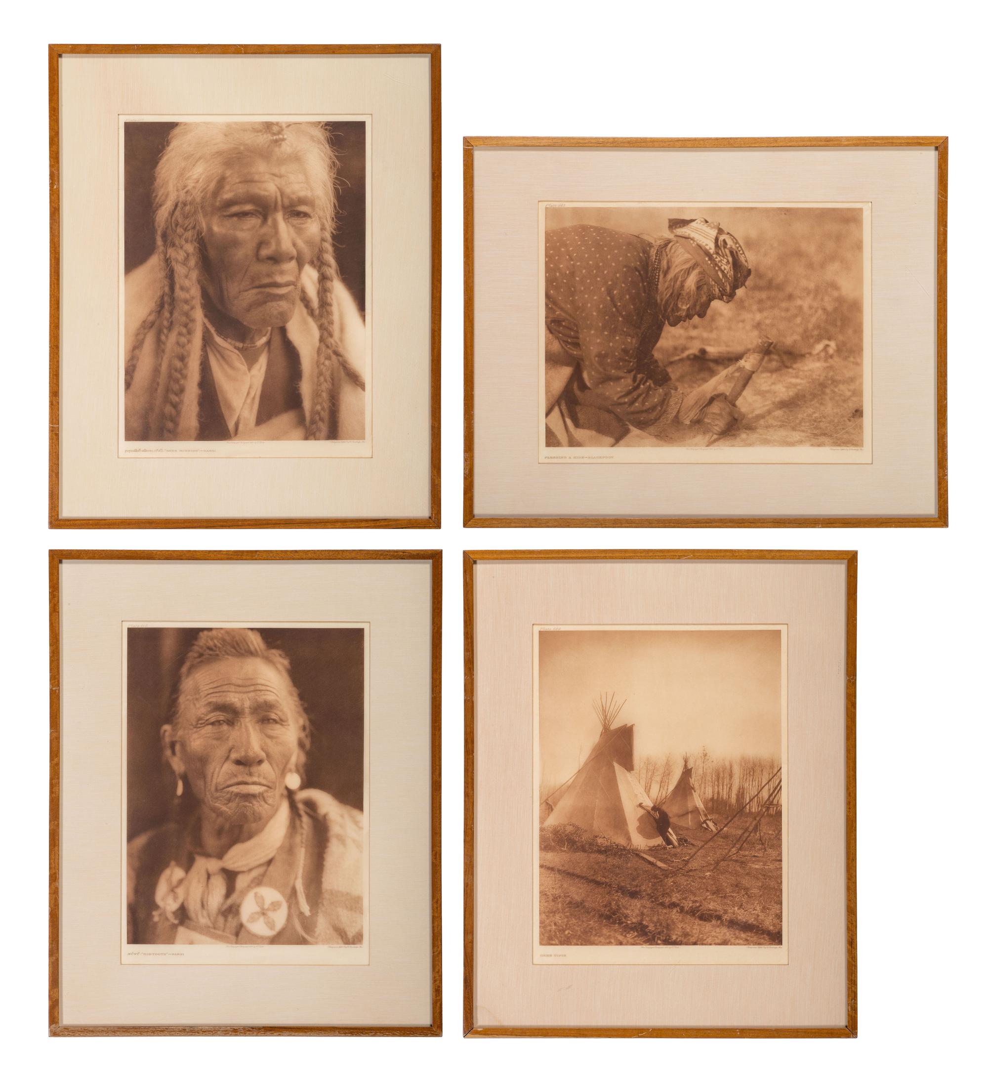 CURTIS, Edward (1868-1952), photographer. A group of 8 photogravures of Sarsi, Cree, Blood, and Blackfoot Indians.