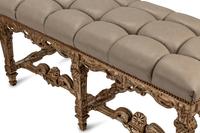A Pair of Regence Style Leather Upholstered Silvered and Giltwood Benches
