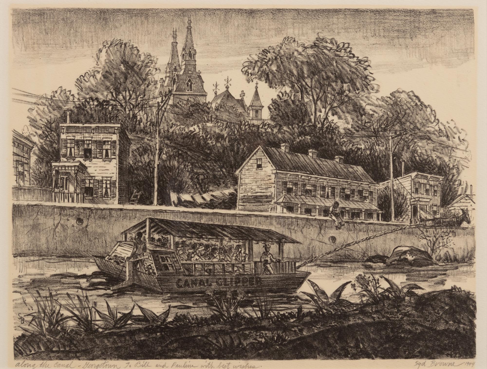 A group of three American prints (Aaron Bohrod, Summertime ; Syd Browne, Along the Canal ; Samuel Chamberlain, Valley of the Var )