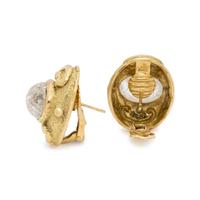 KATY BRISCOE, YELLOW GOLD AND ROCK CRYSTAL EARCLIPS