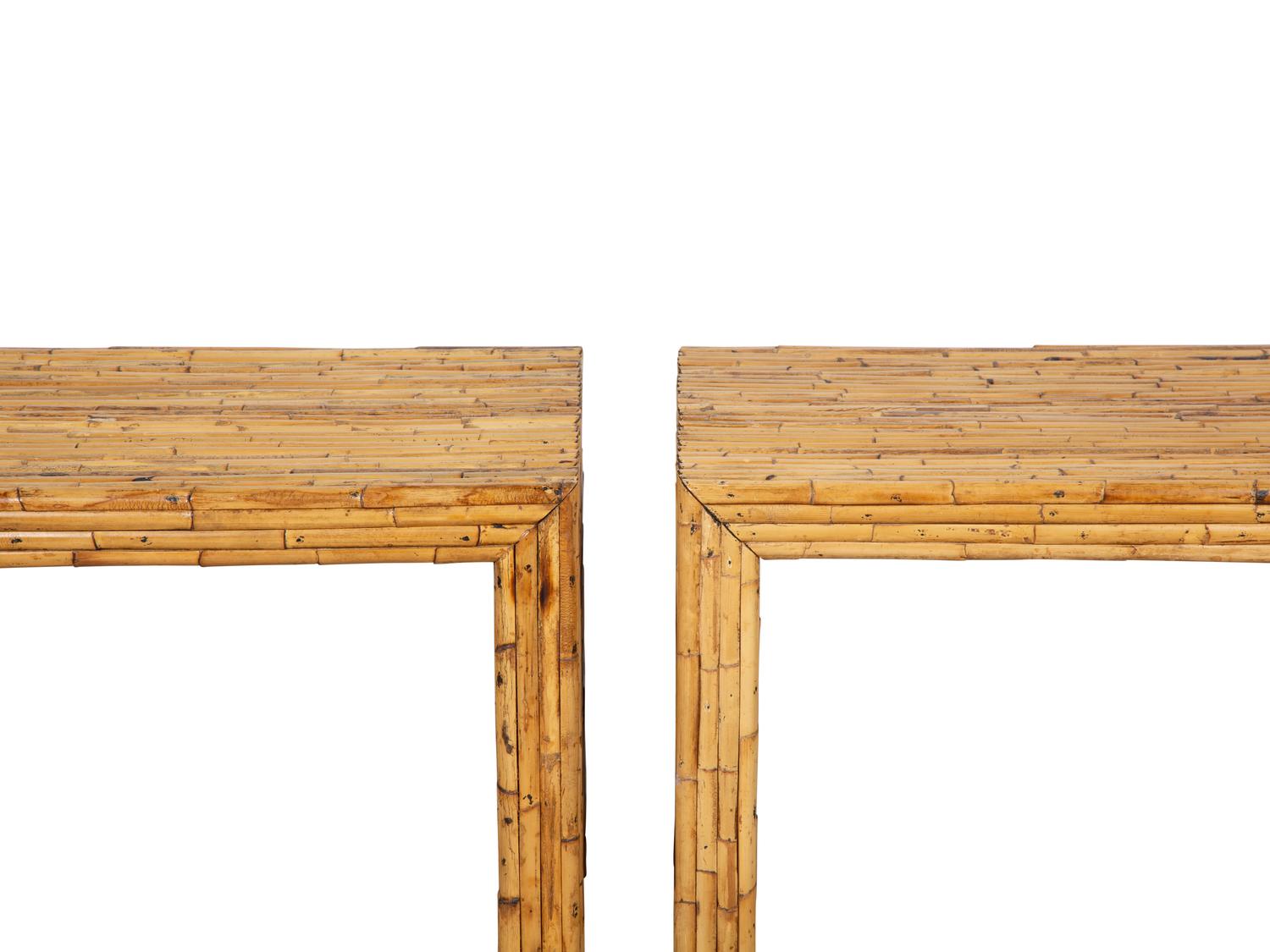 A Pair of Bamboo Veneered Parsons Tables — 20TH CENTURY
