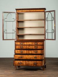 A George III Figured Mahogany Secretary Bookcase