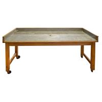 A Table with Zinc Lined Top 72" W x 24" D x 36" H — United States, Circa 1950