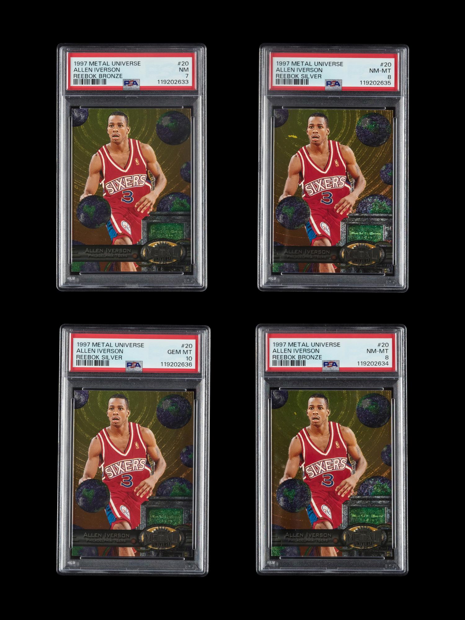 A Collection of PSA Graded 1997 Metal Universe Allen Iverson Reebok Basketball Cards No. 20