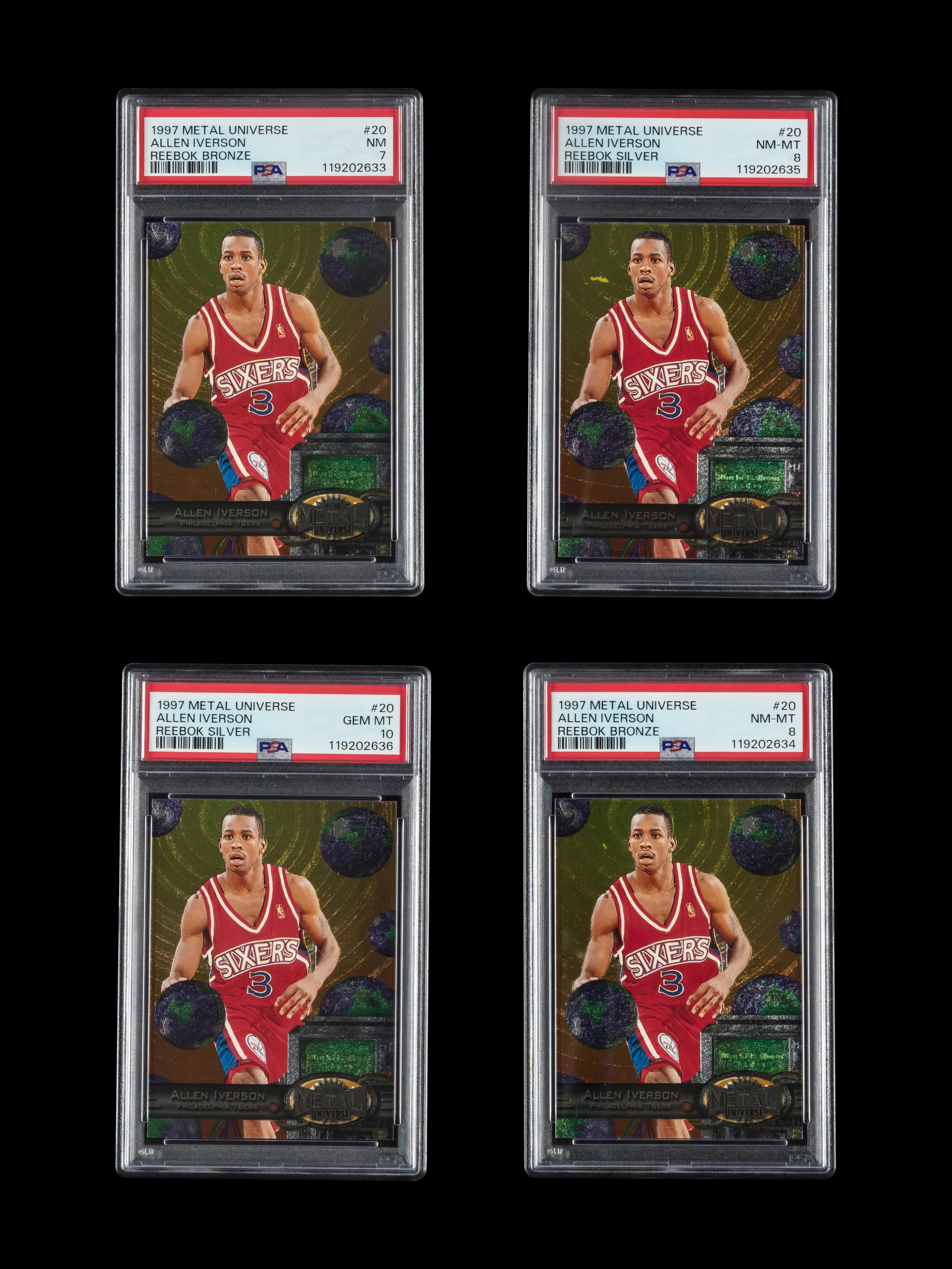 A Collection of PSA Graded 1997 Metal Universe Allen Iverson Reebok Basketball Cards No. 20