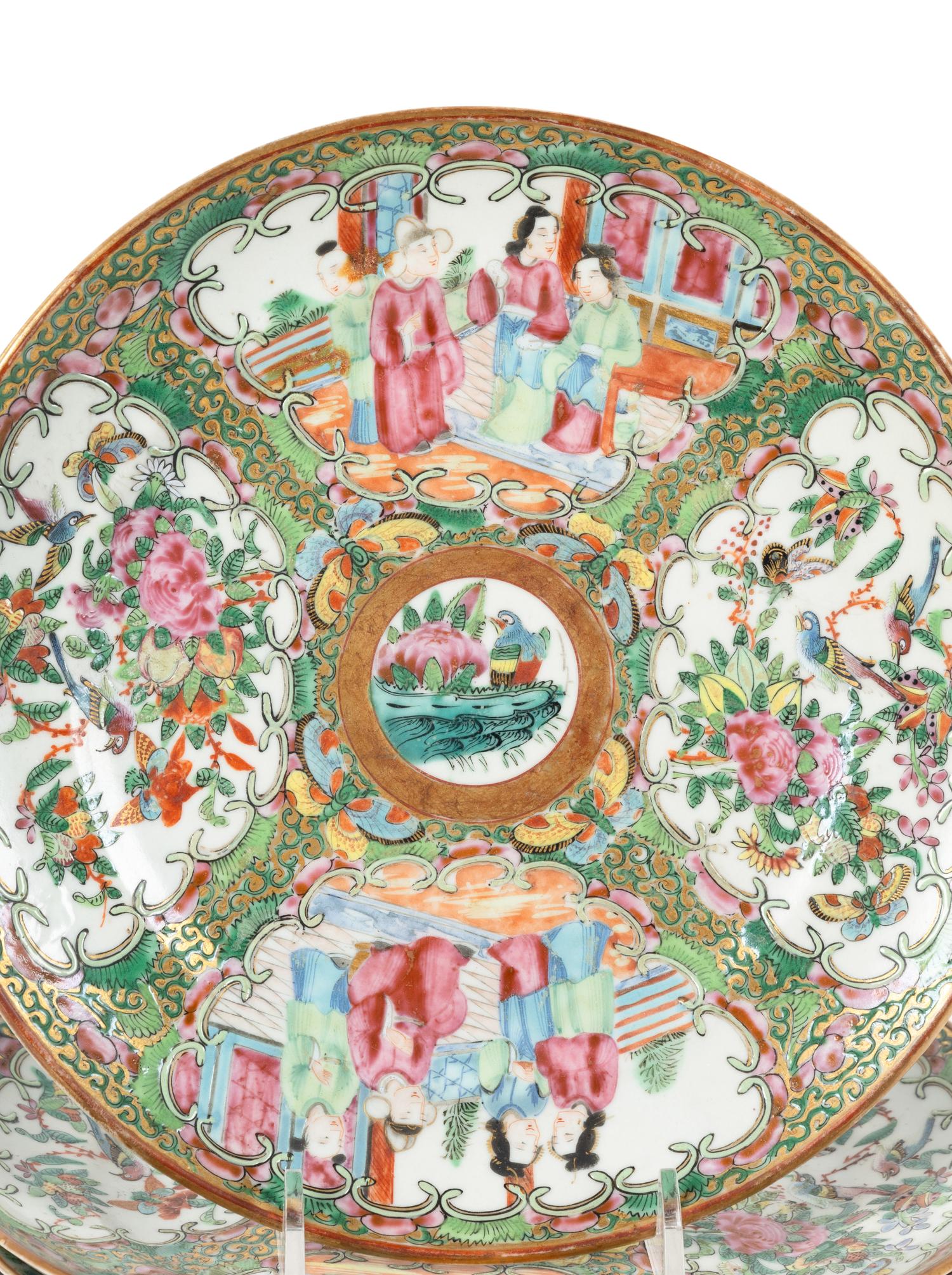 A Collection of Ten Rose Medallion Porcelain Articles