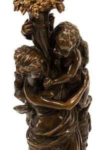 A Pair of Patinated Bronze Figural Groups After Clodion
