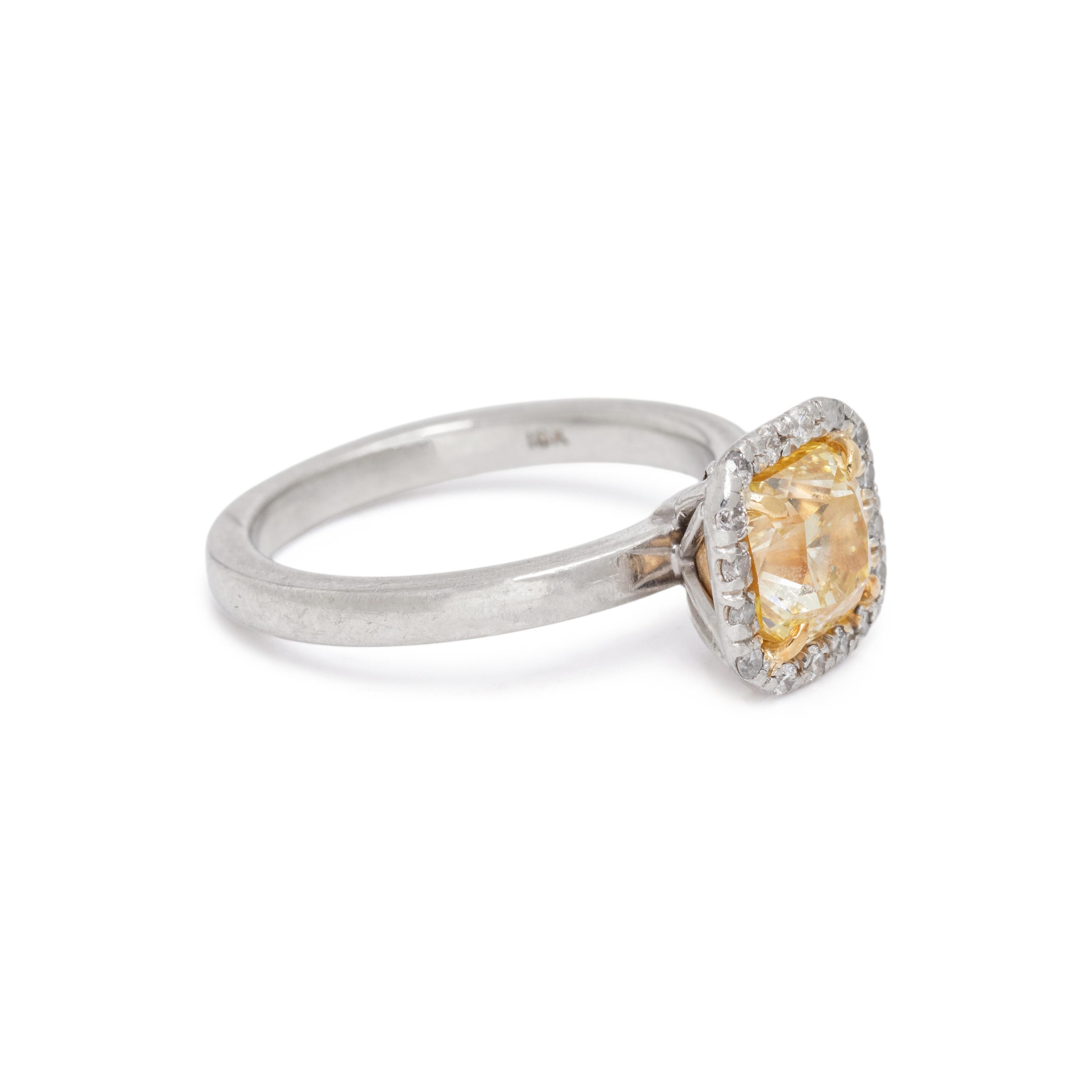 FANCY INTENSE YELLOW DIAMOND AND DIAMOND RING