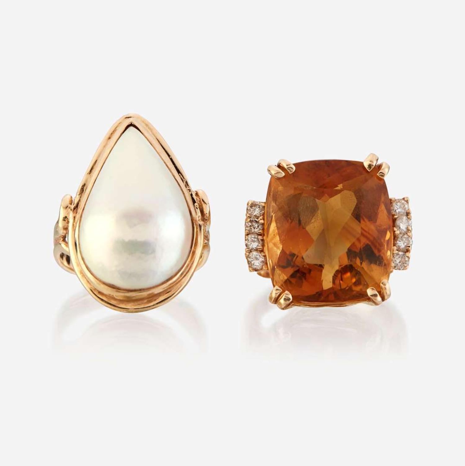 Two gold and gem-set rings