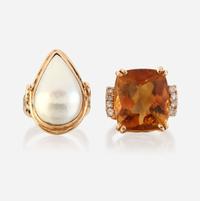 Two gold and gem-set rings