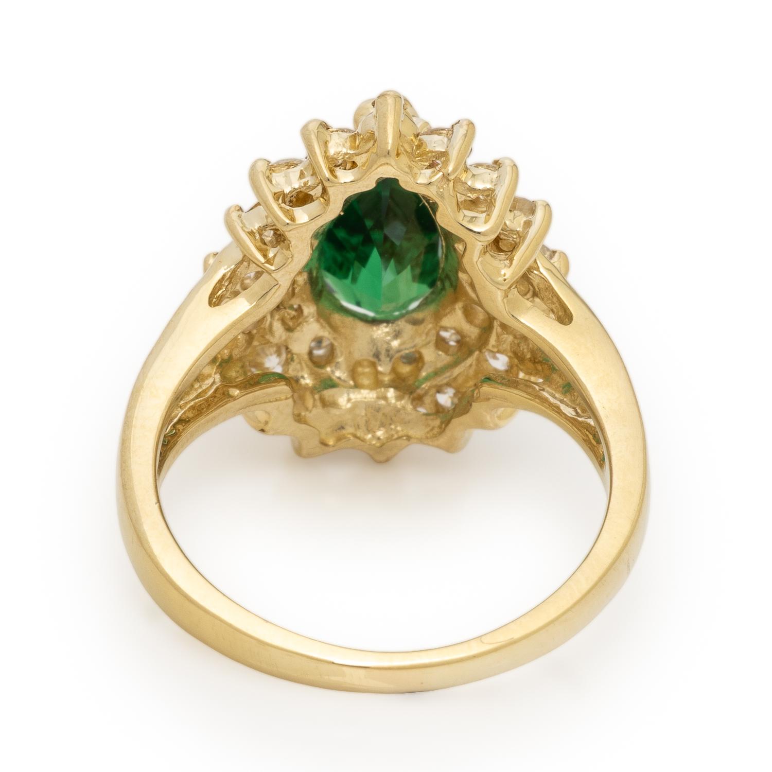 Tsavorite Garnet, Diamond, and Yellow Gold Ring