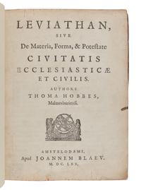 HOBBES, Thomas (1588-1679). Leviathan, sive De materia, forma, et potestate civitatis ecclesiasticae et civilis. Amsterdam: J. Blaeu, 1670.