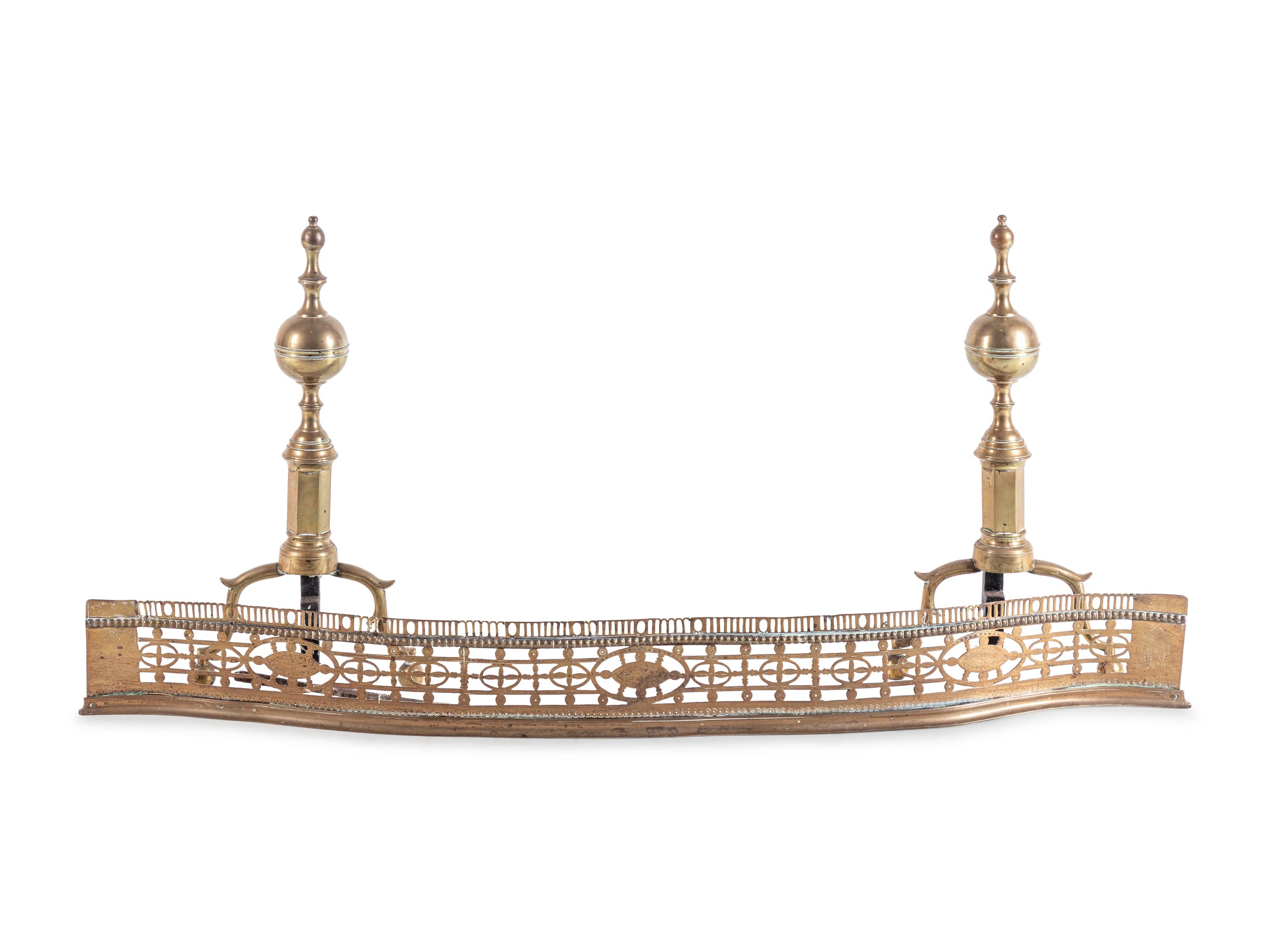 A Group of Federal Brass and Iron Fireplace Articles