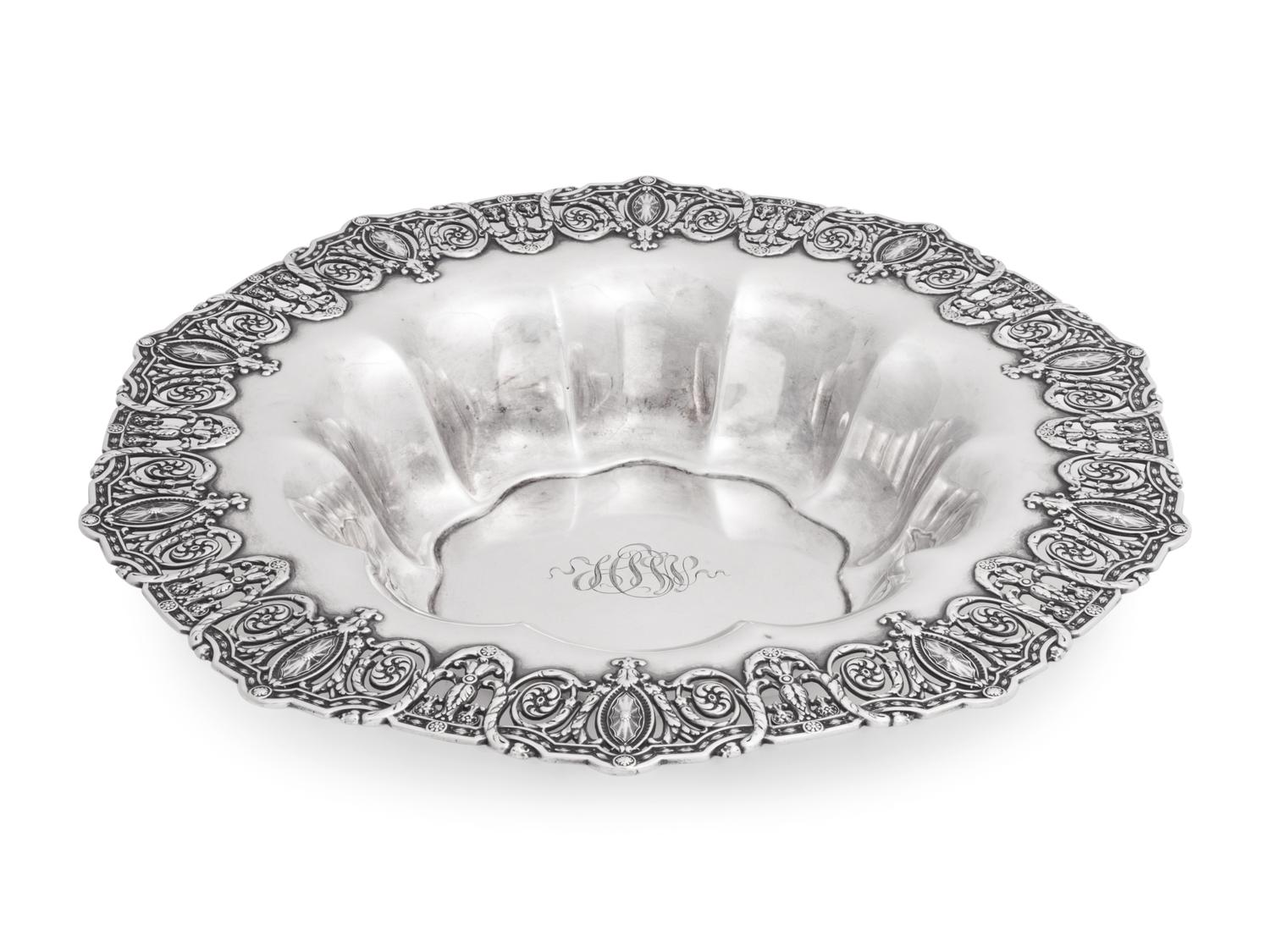 An American Silver Bowl with a Pierced Rim