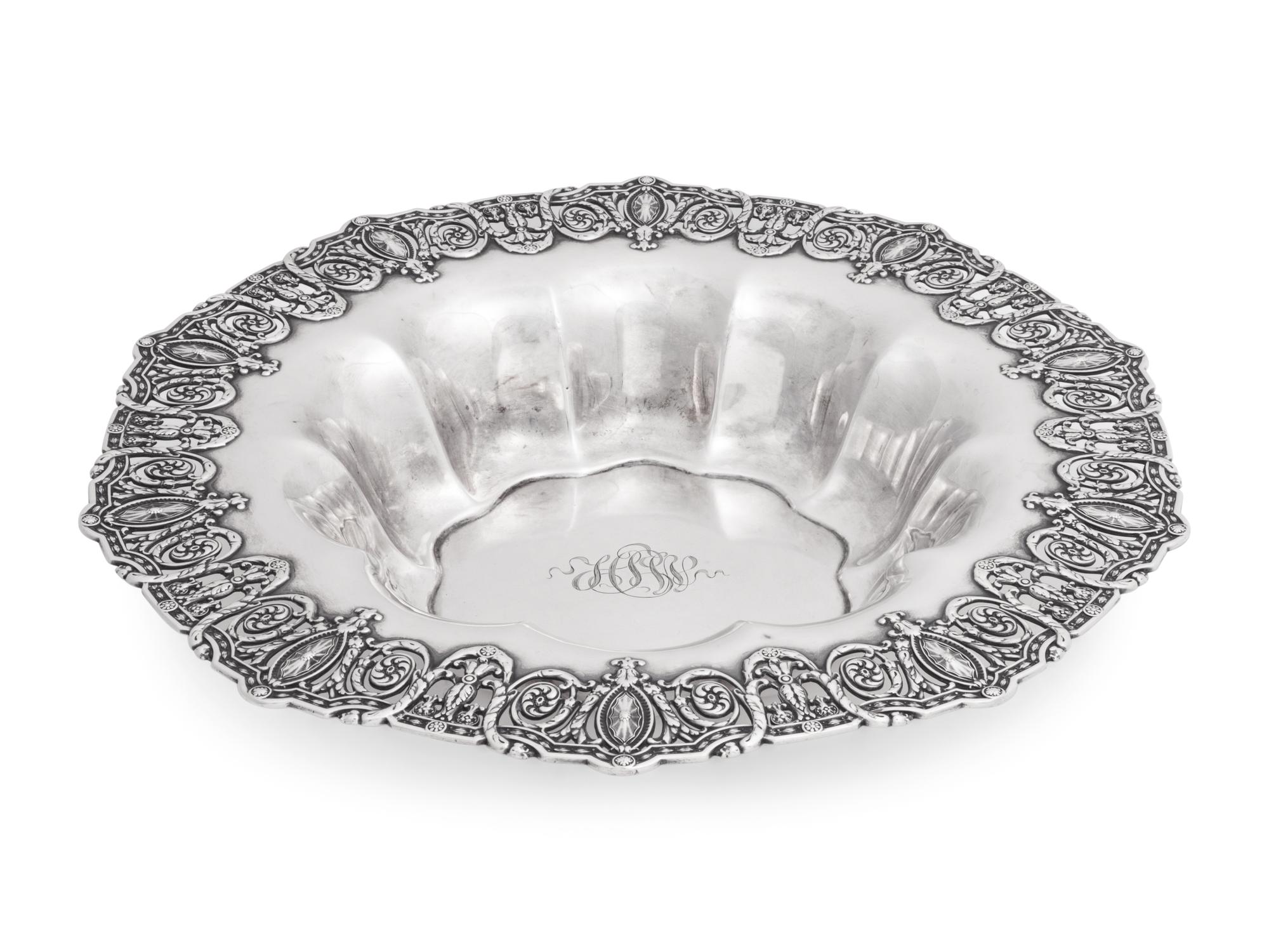 An American Silver Bowl with a Pierced Rim