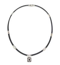 A Black PVD Coated Stainless Steel, 18 Karat White Gold, Diamond and Black Diamond "Celtic Noir" Necklace, Charriol, 16.10 dwts.