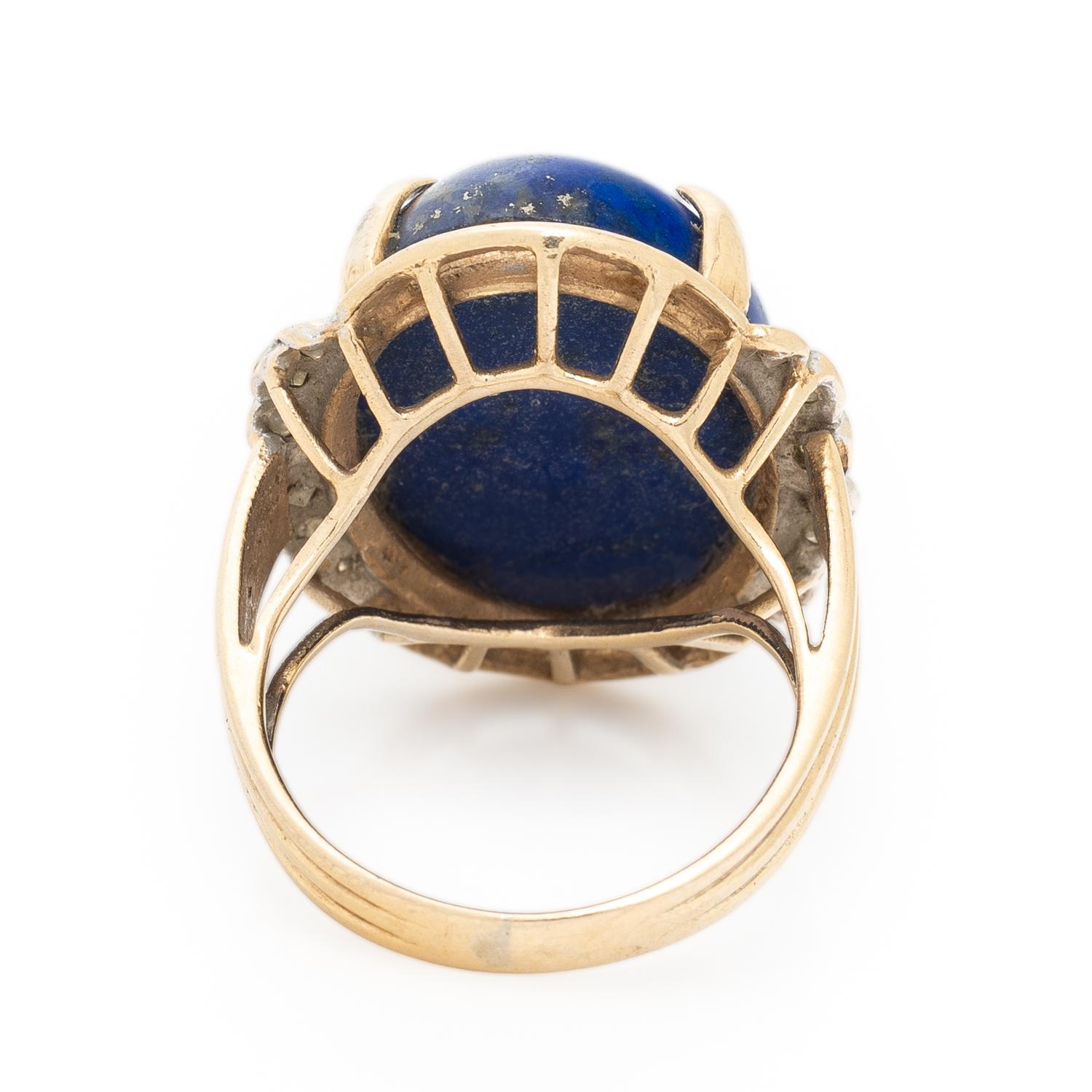 LAPIS LAZULI, DIAMOND, AND YELLOW GOLD RING