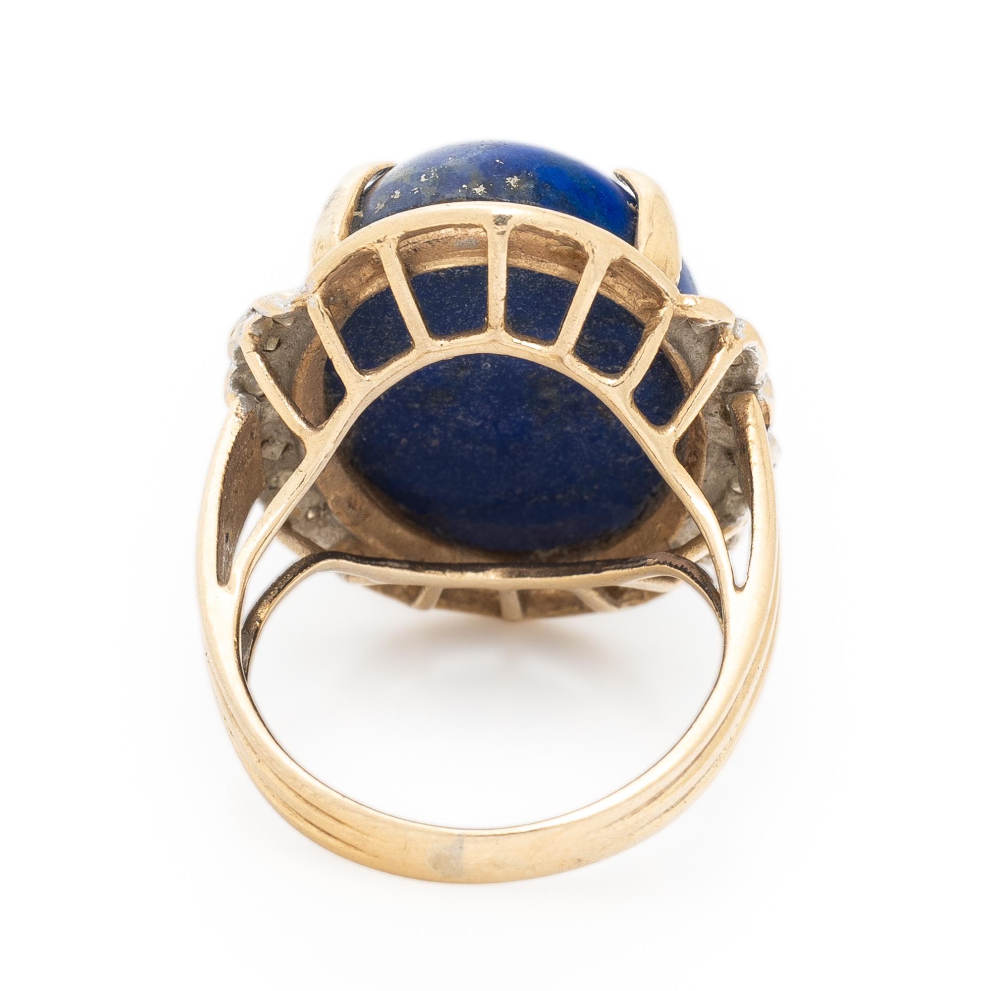 LAPIS LAZULI, DIAMOND, AND YELLOW GOLD RING