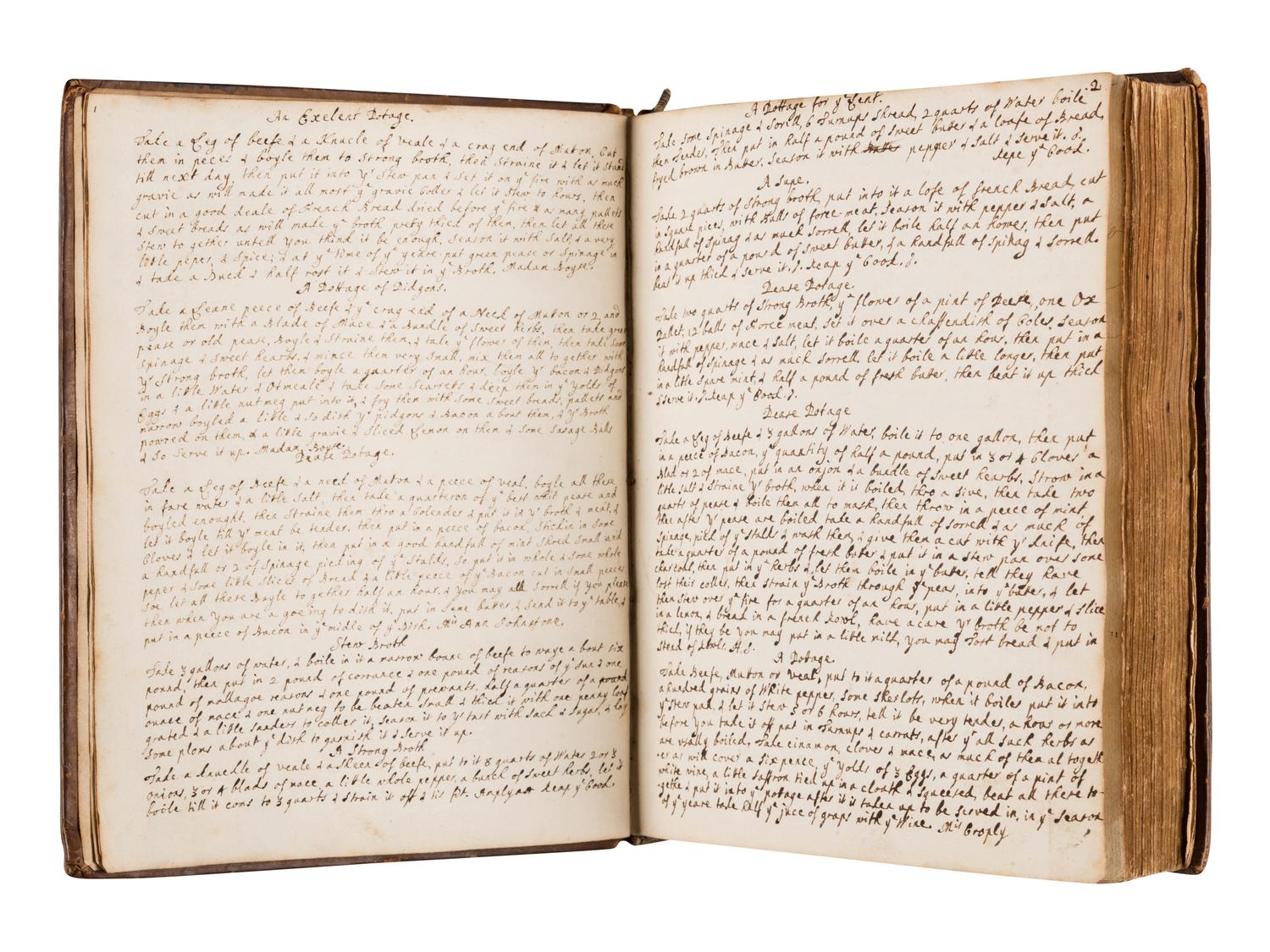 [COOKERY]. Manuscript cookbook and home remedy guide, 18th century.