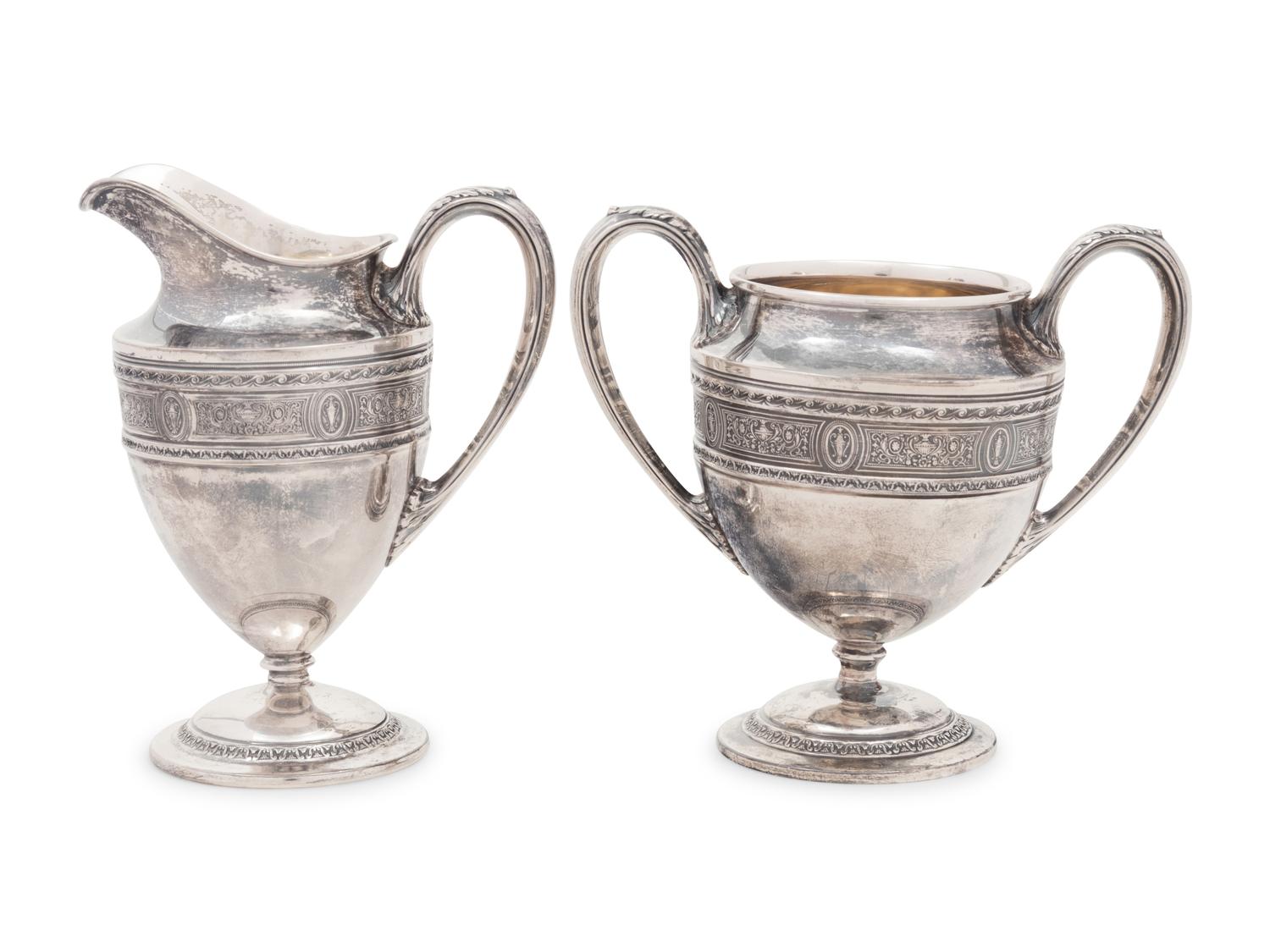 A Wedgwood Silver Creamer and Sugar Set