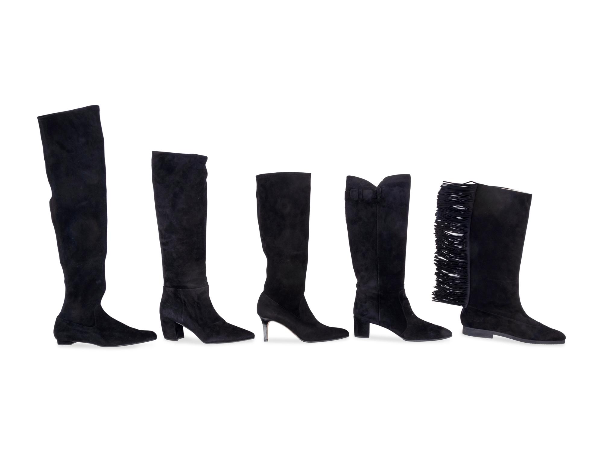 Nine Pairs of Designer Boots: Five Manolo Blahnik, Two Prada, One Delage, One Roger Vivier