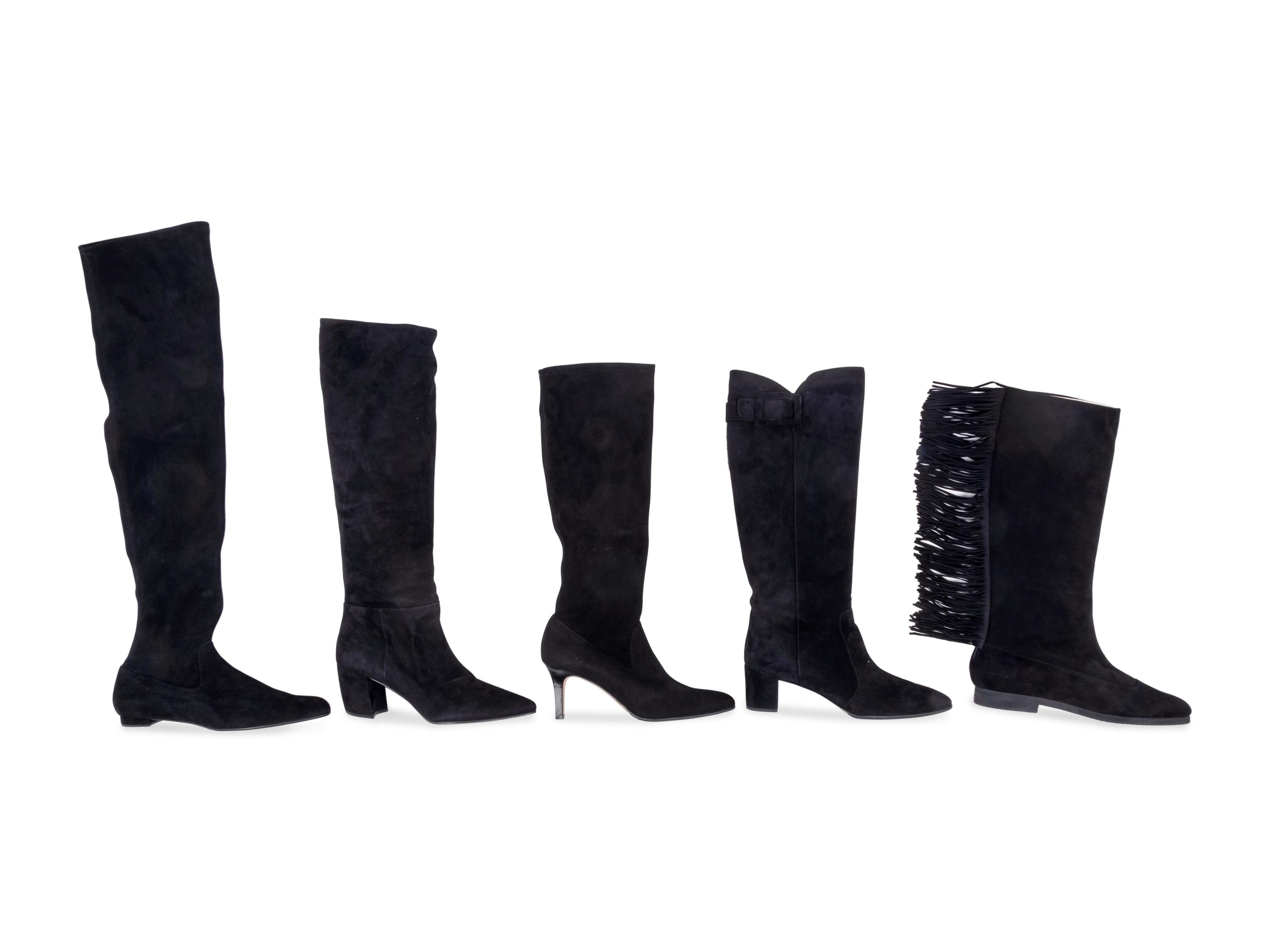 Nine Pairs of Designer Boots: Five Manolo Blahnik, Two Prada, One Delage, One Roger Vivier