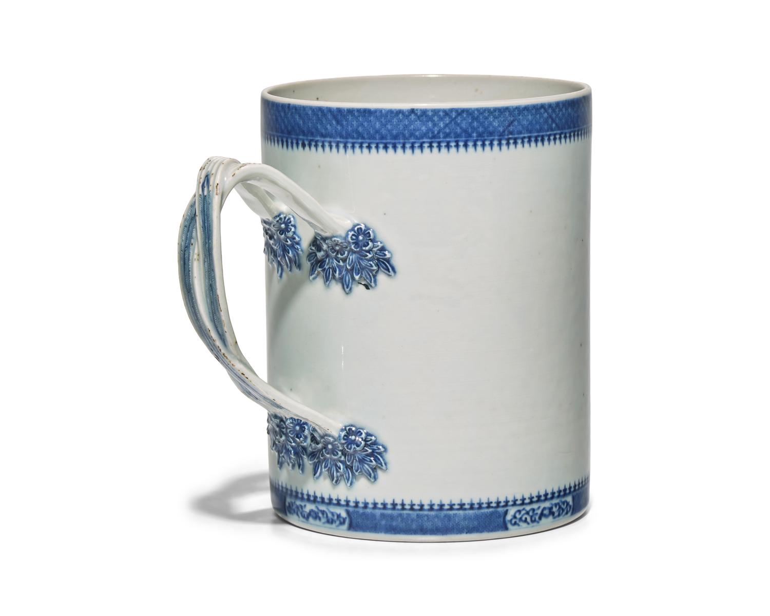 A Large Chinese Export Porcelain Blue Fitzhugh Tankard