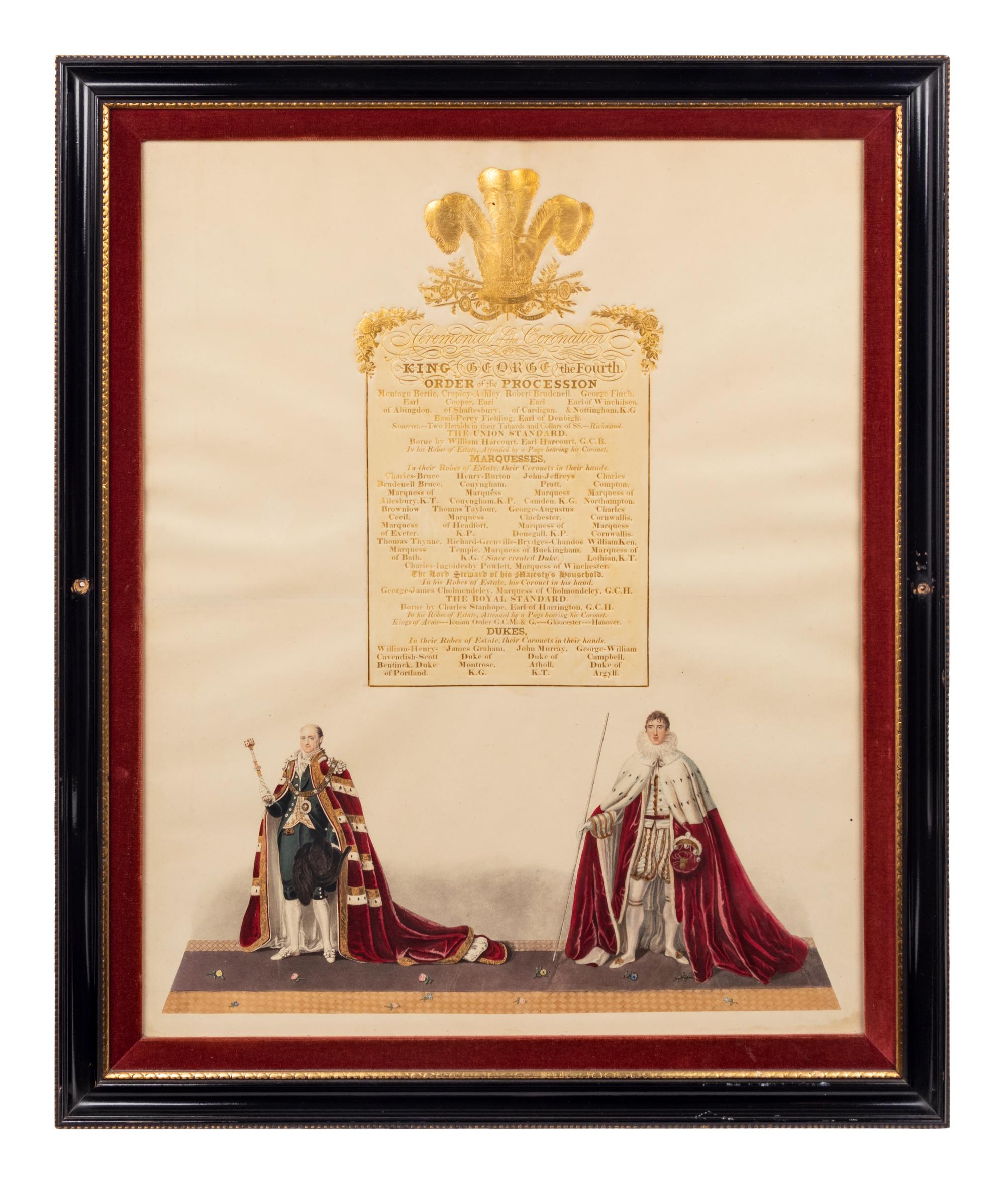Nine Engravings Depicting the Coronation of George IV