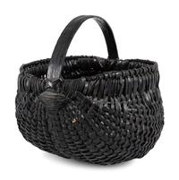 A Woven Buttocks Basket in Black Paint