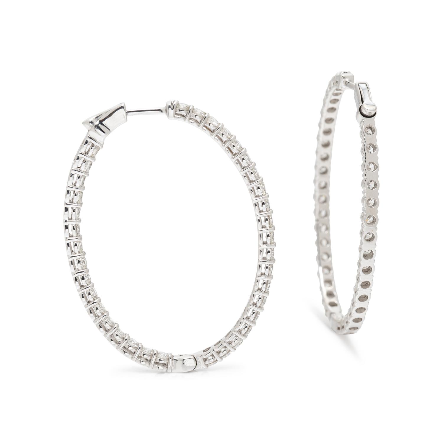 DIAMOND INSIDE OUTSIDE HOOP EARRINGS
