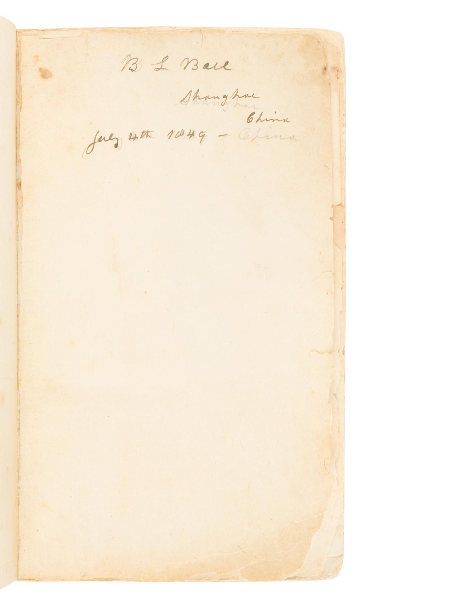 MEDHURST, Walter Henry (1796-1857). A Glance at the Interior of China Obtained During a Journey Through the Silk and Green Tea Districts . In: "The Chinese Miscellany. No. 1"]. Shanghai: Mission Press, 1849.