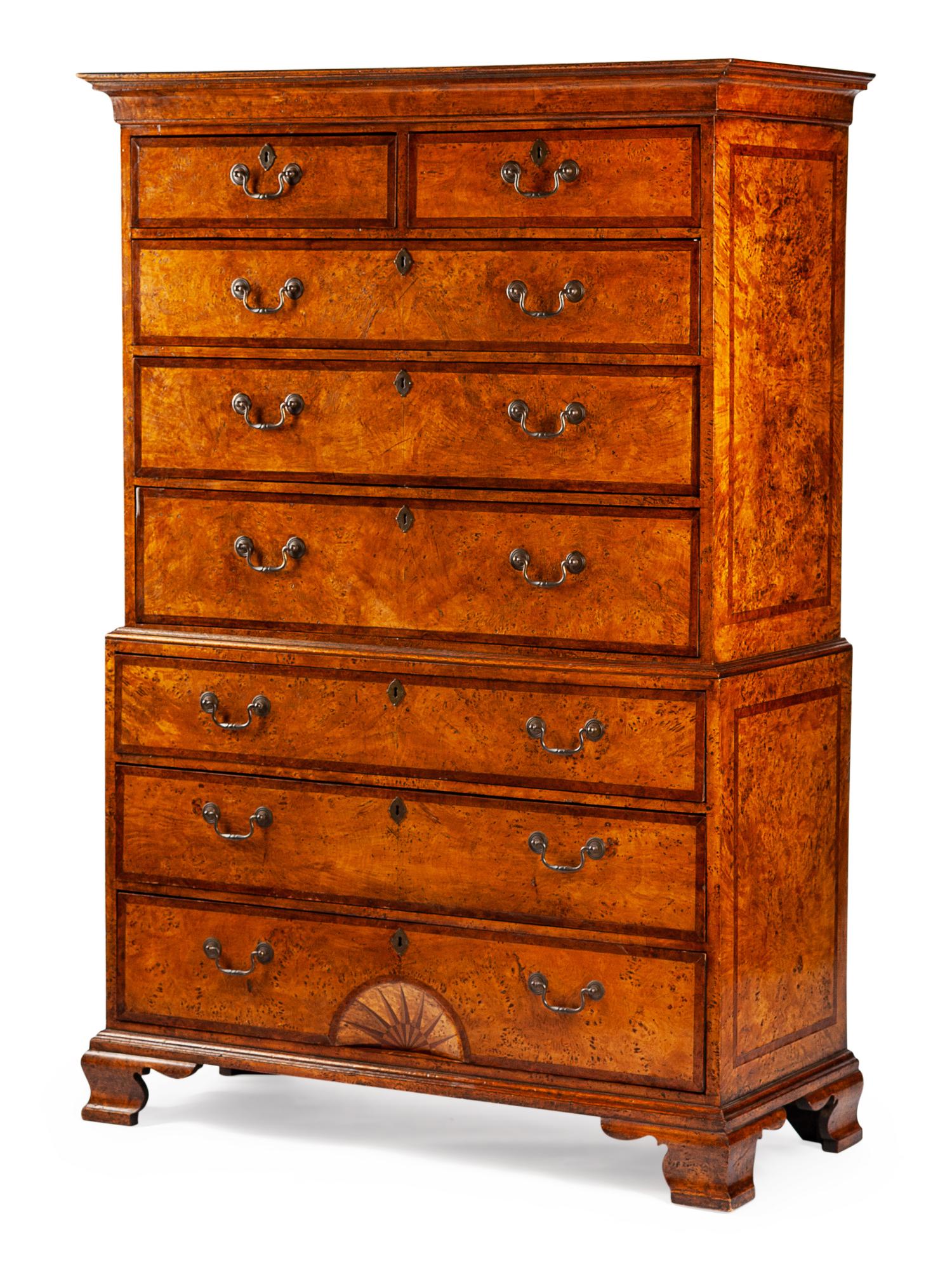 A George II Marquetry Chest on Chest