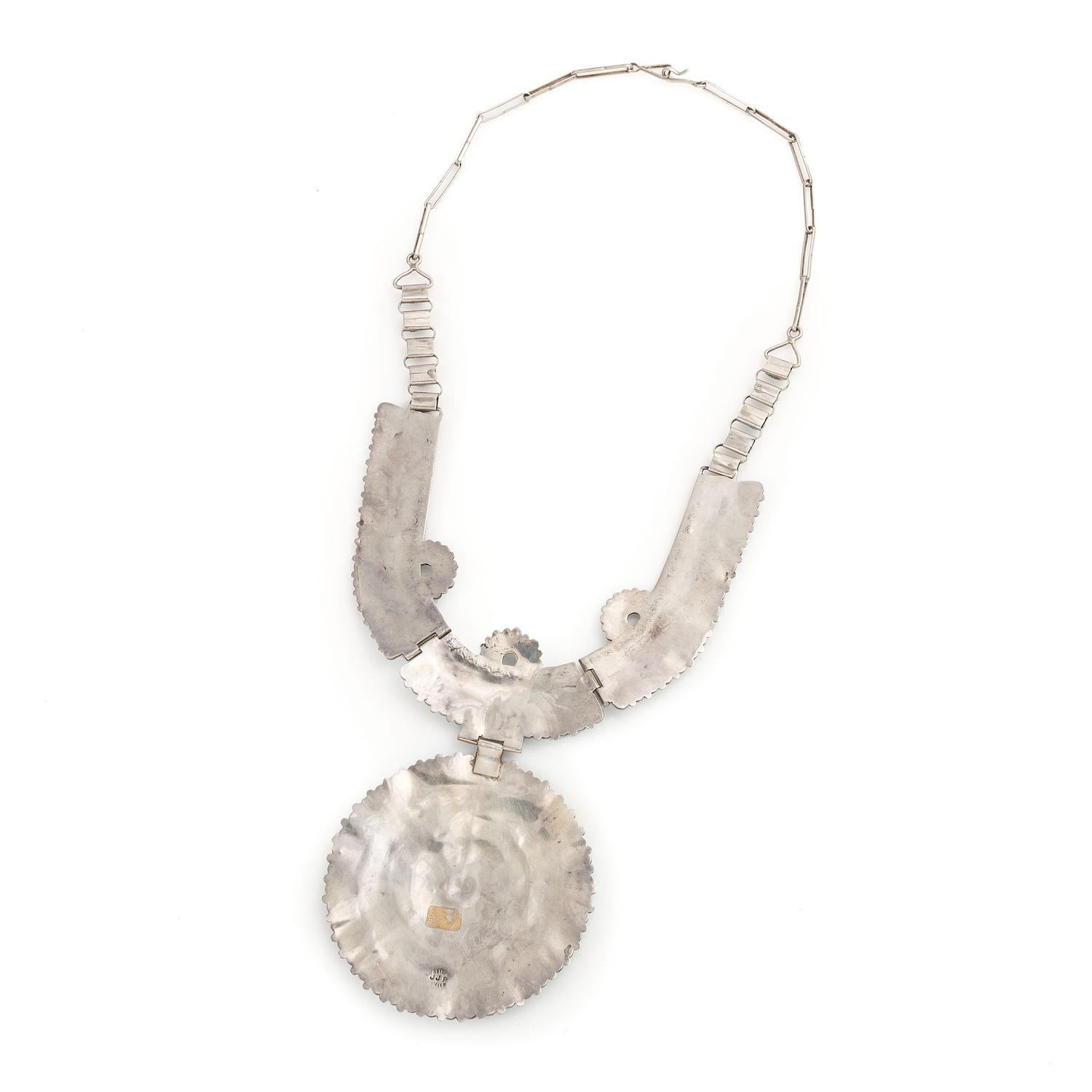 Navajo or Zuni Silver and Petit Point Turquoise Necklace