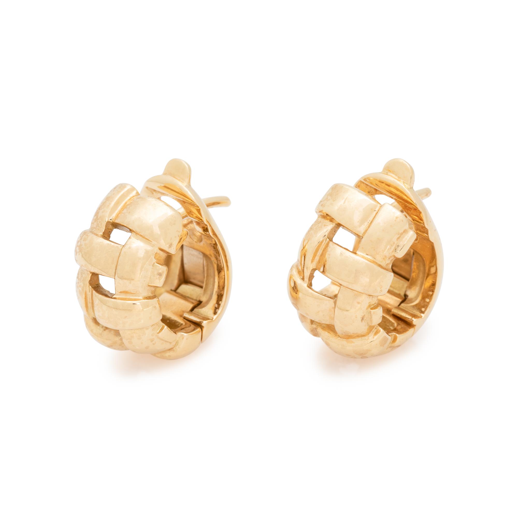 TIFFANY & CO., YELLOW GOLD HUGGIE EARCLIPS