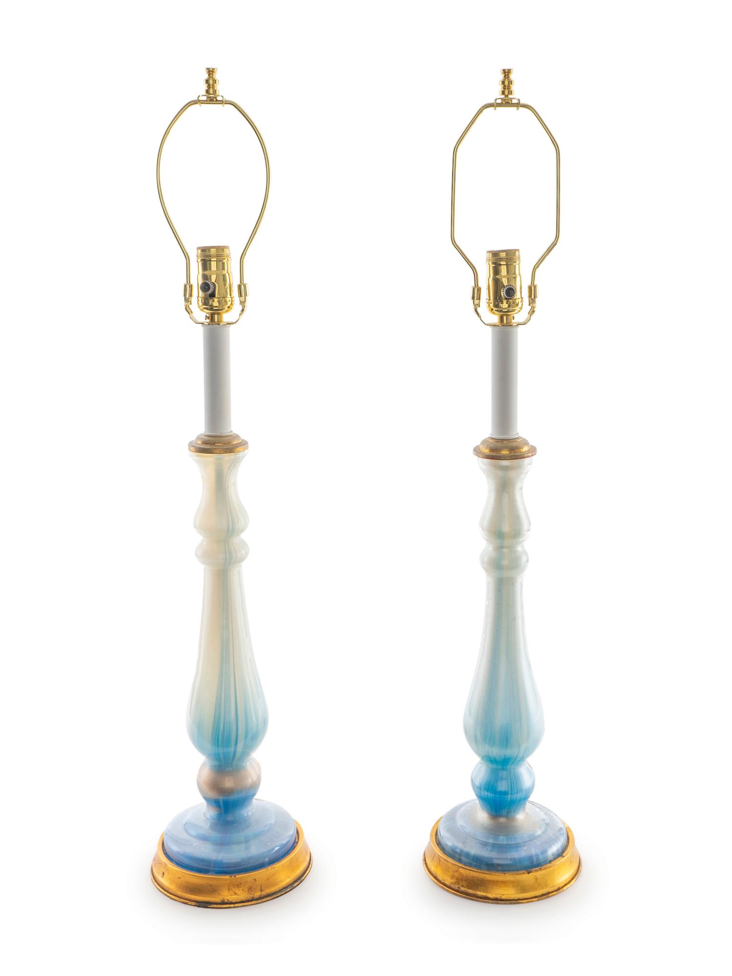 A Pair of Italian Glass Table Lamps — 20TH CENTURY