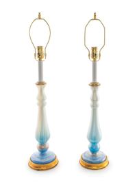 A Pair of Italian Glass Table Lamps — 20TH CENTURY