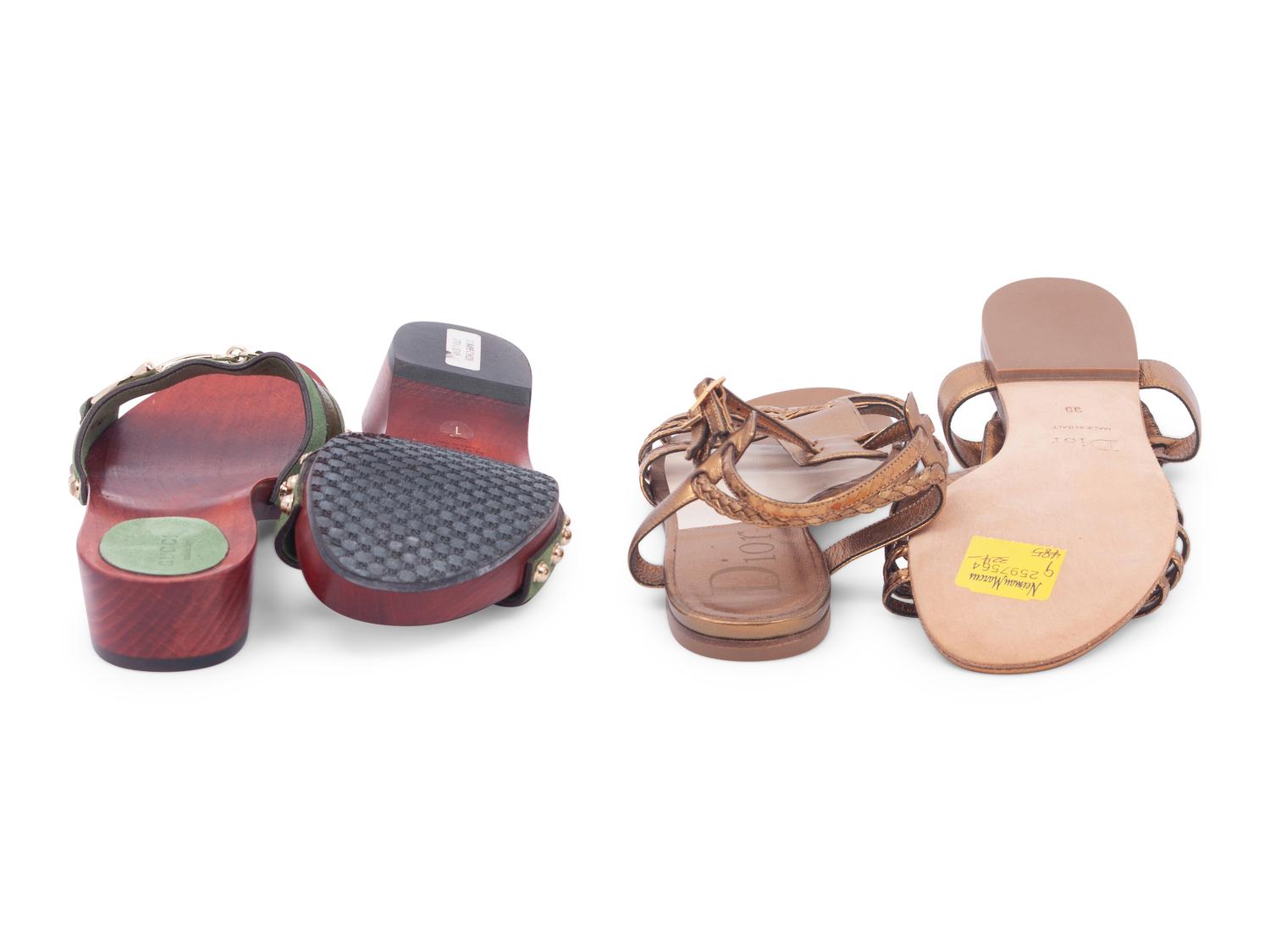 Two Pairs of Designer Sandals: Gucci and Dior