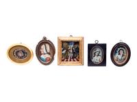 A Collection of Thirteen Continental Reverse-Painted Glass Plaques and Miniature Paintings